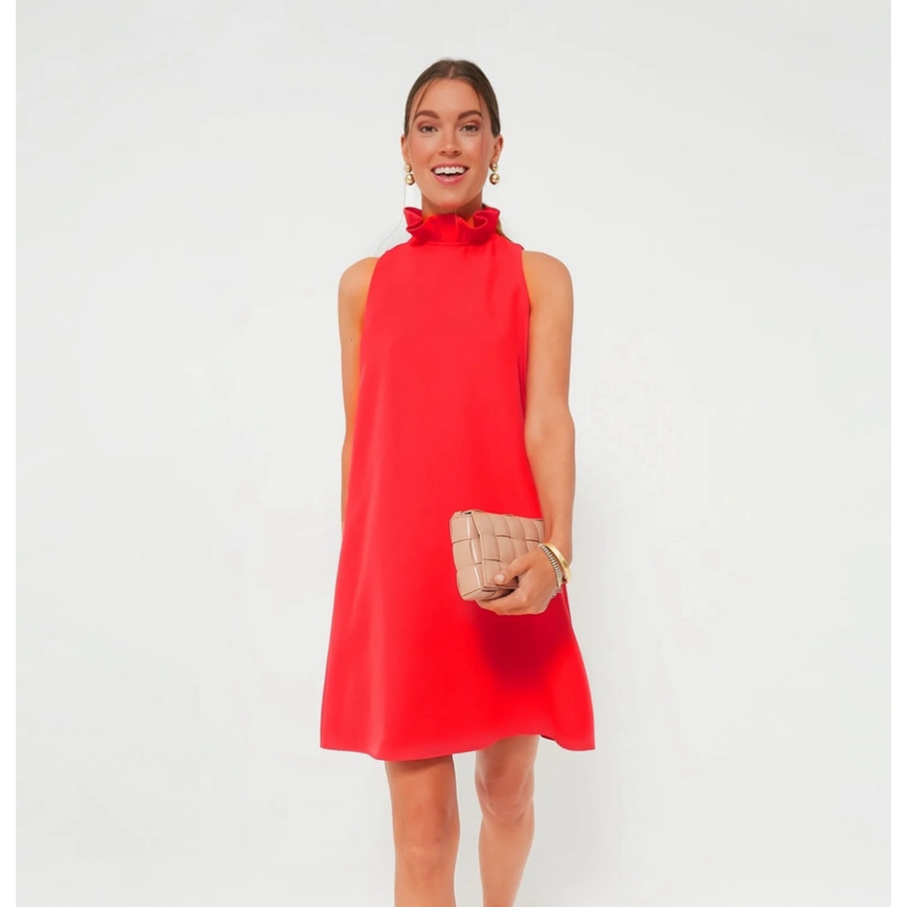 Tuckernuck Poppy Red Blythe Dress Big Bow Detail Ruffle Collar Size M